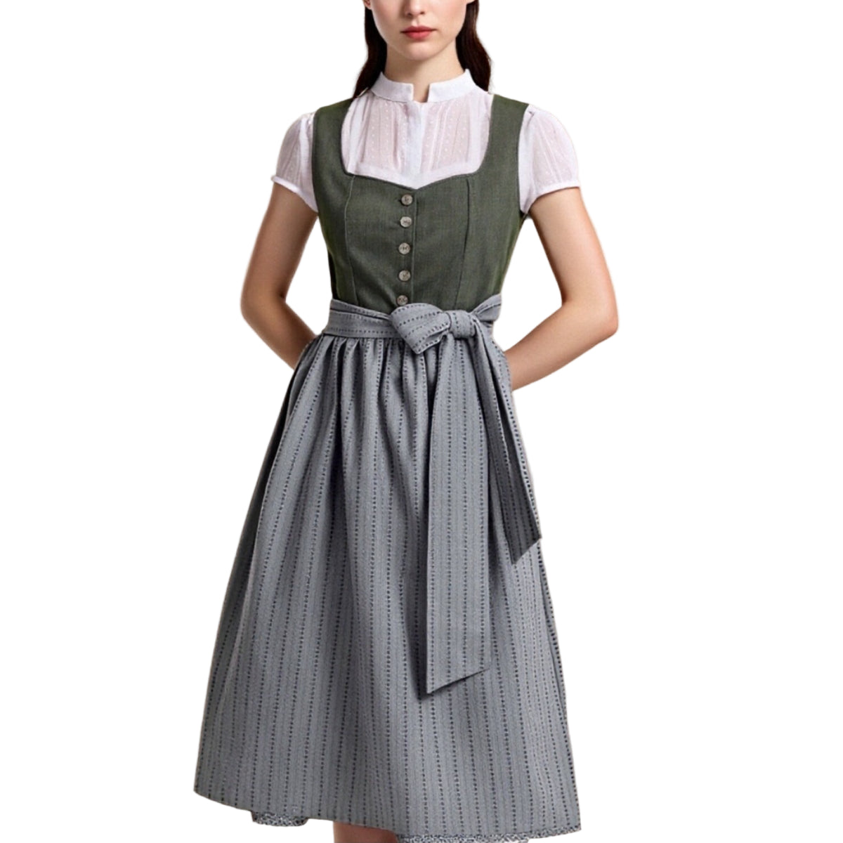 Kvinders Dirndl Kjole med Forklæde Traditionelt Design 100% Bomuld 0