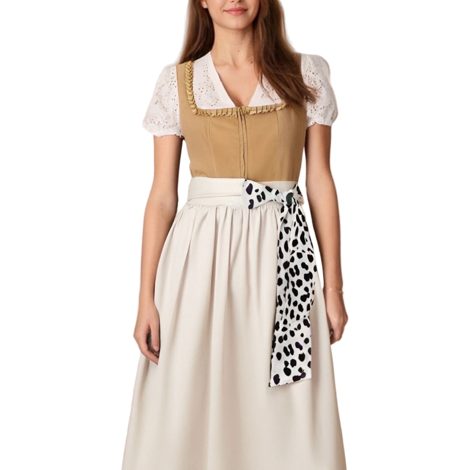 Kvinders Dirndl Leopardmønster Polyester med Schürze 0