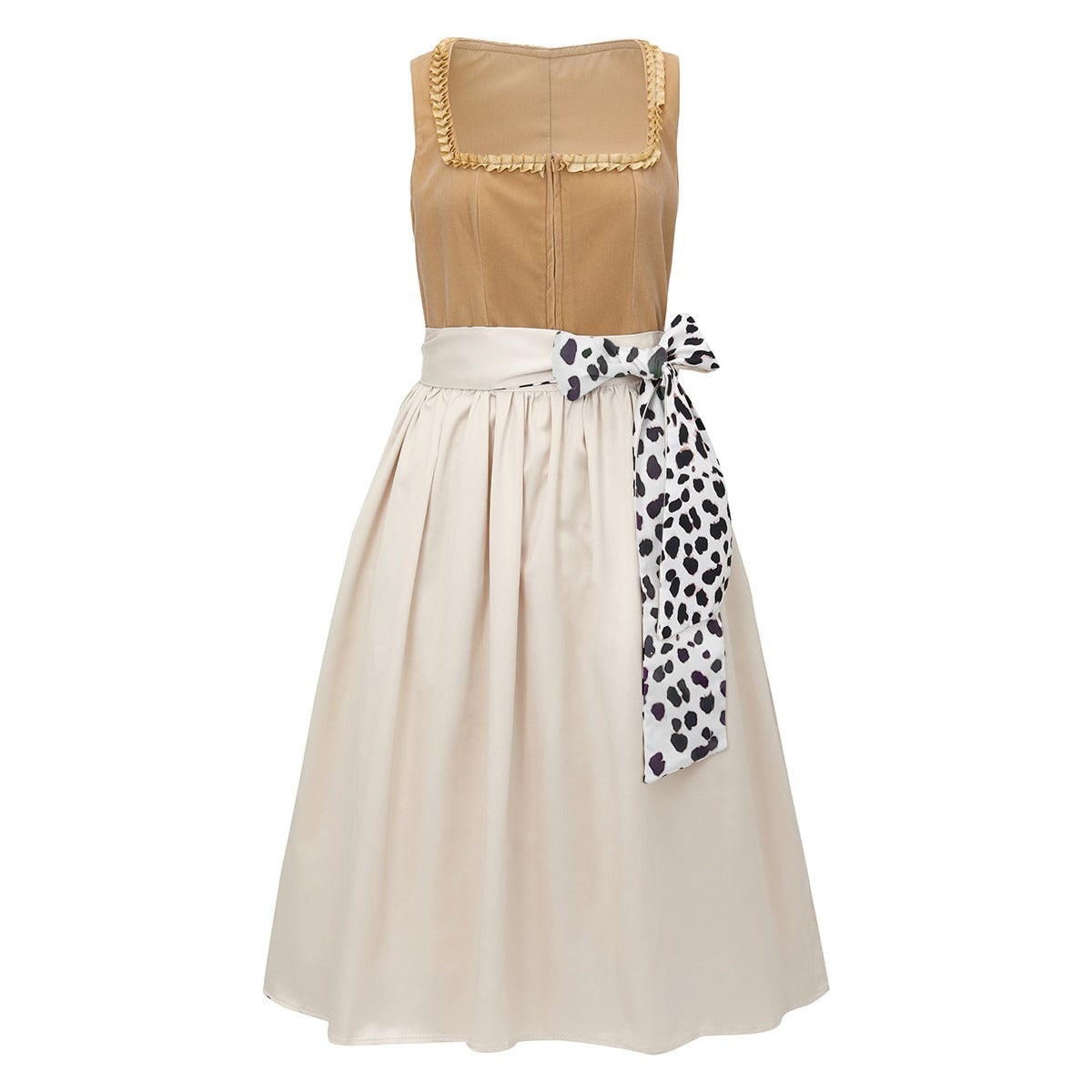Kvinders Dirndl Leopardmønster Polyester med Schürze 1