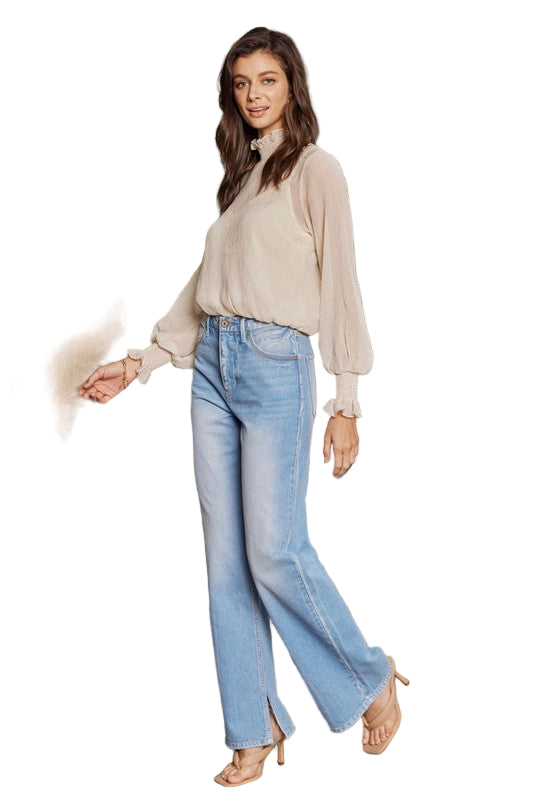 Kvinders Flare Jeans Høj Talje 90'er Stil Denim 0
