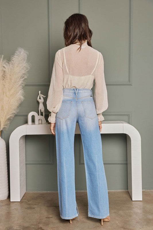 Kvinders Flare Jeans Høj Talje 90'er Stil Denim 1