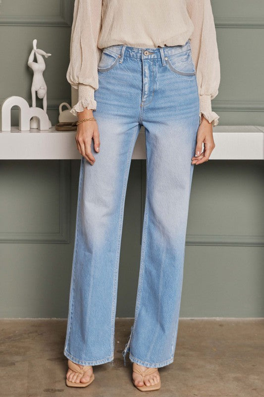 Kvinders Flare Jeans Høj Talje 90'er Stil Denim 2
