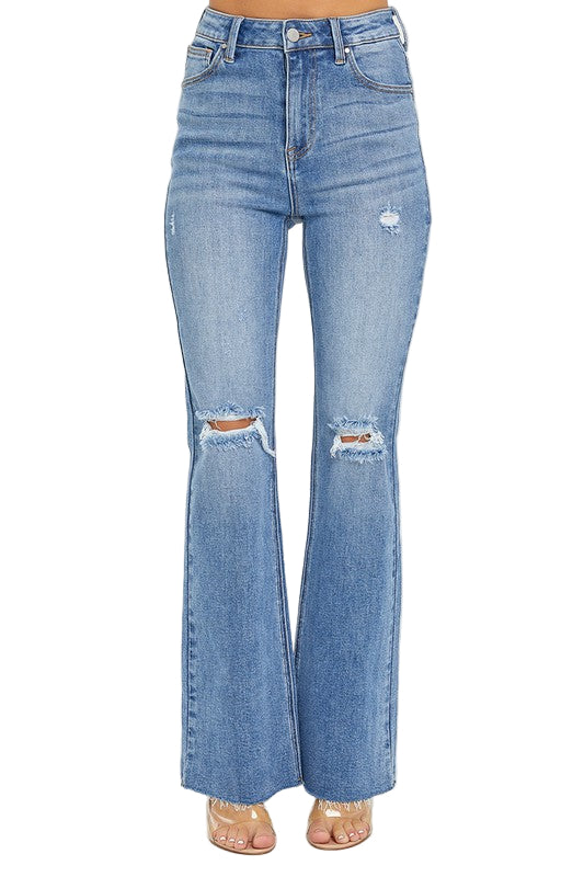 Kvinders Flare Jeans Høj Talje Medium Denim 0