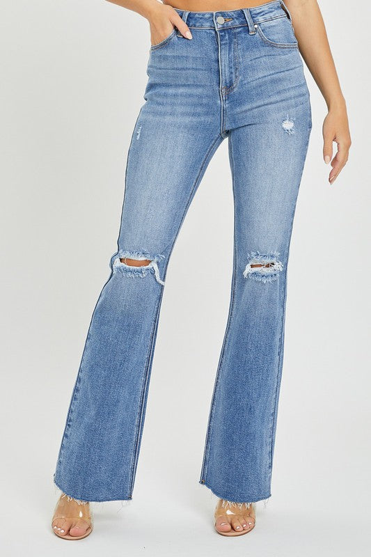 Kvinders Flare Jeans Høj Talje Medium Denim 1