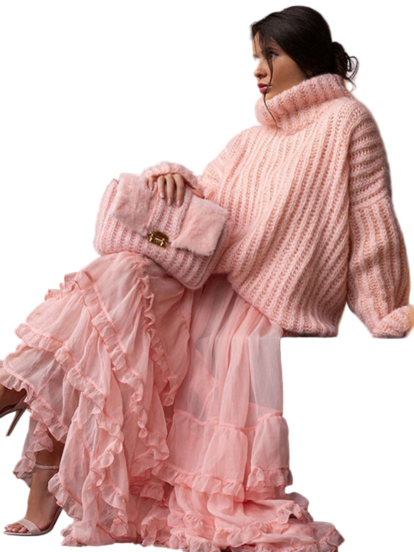 Kvinders Fluffy Langærmet Pullover Sweater 0