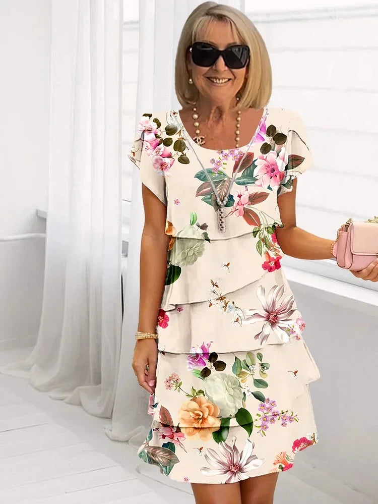 Kvinders Gelaagde Blomsterkjole Lette Lag 3