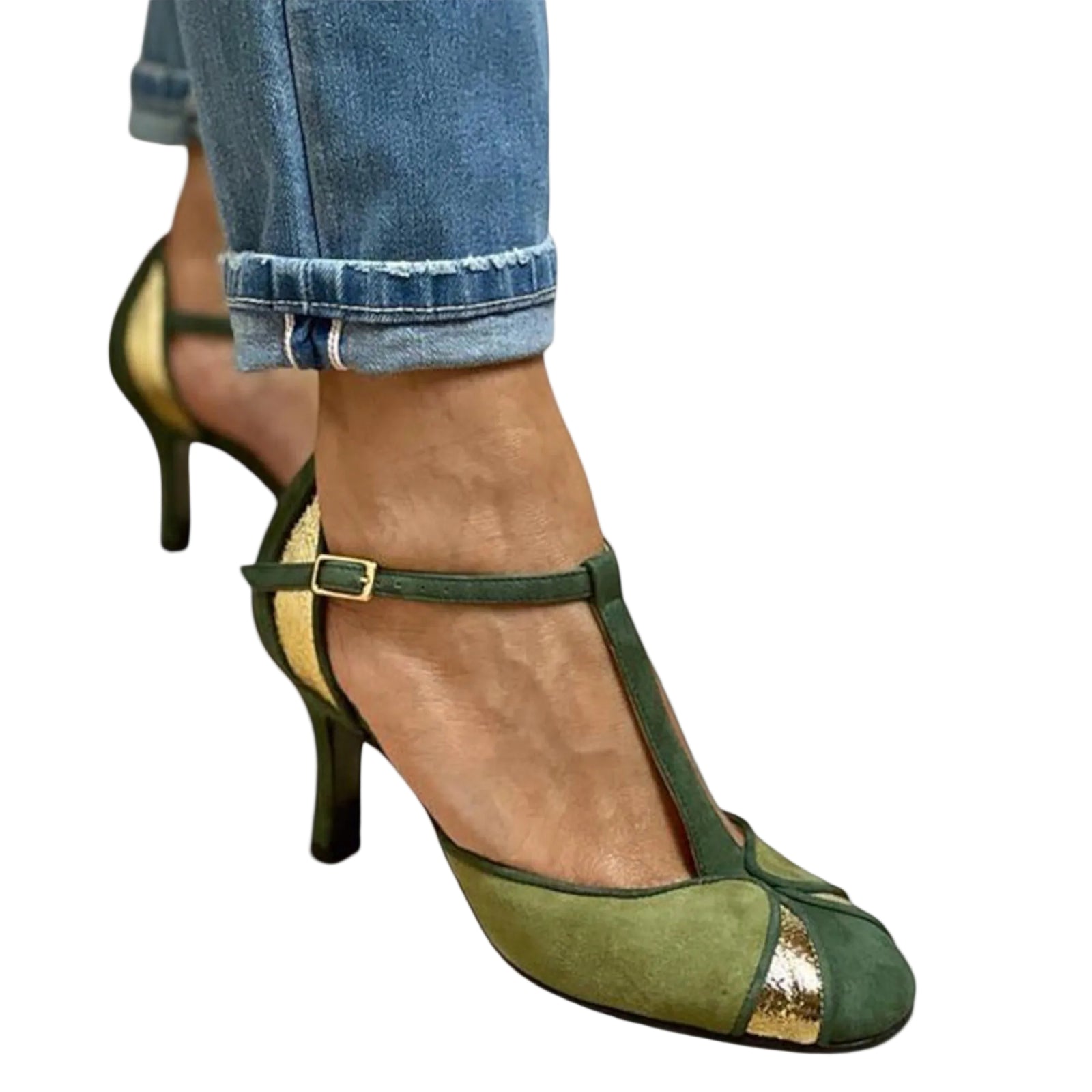 Kvinders Hæle T-strop Patchwork Design 0