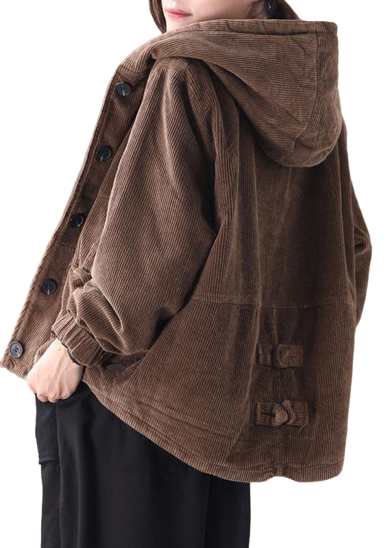 Kvinders Hættejakke i Corduroy til Vinter 0