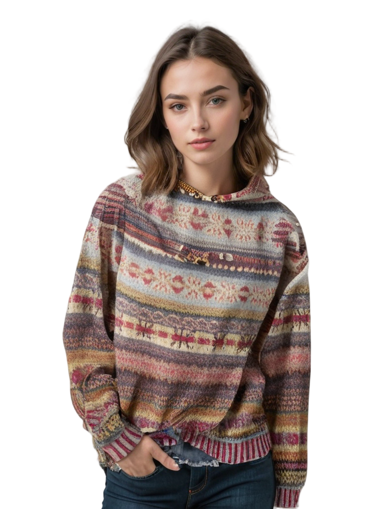 Kvinders Hættetrøje Strikket Multicolor Casual 0