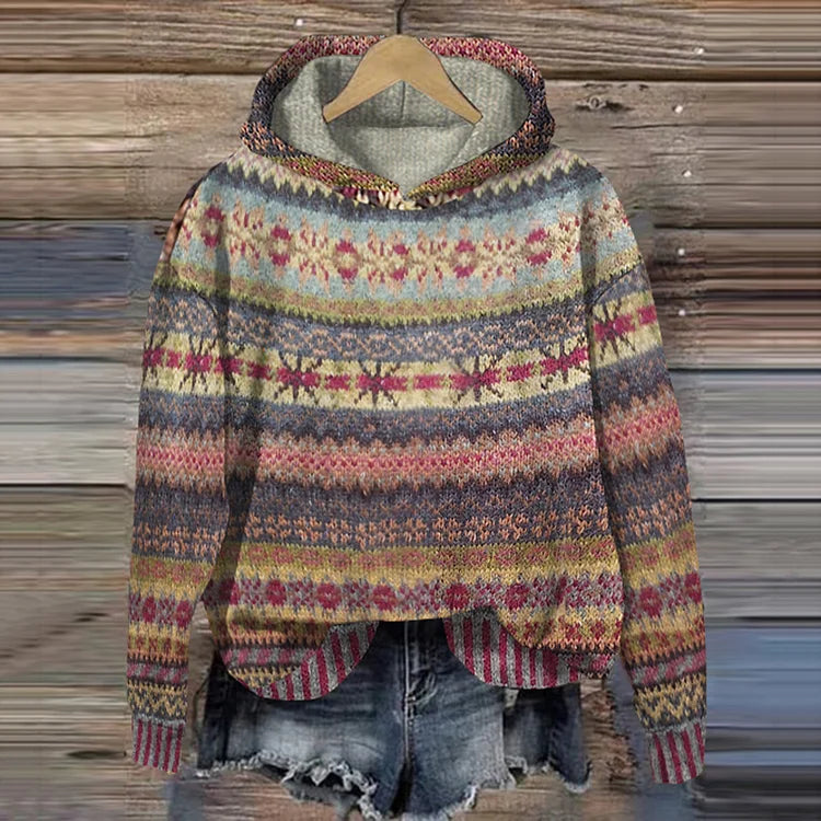 Kvinders Hættetrøje Strikket Multicolor Casual 1