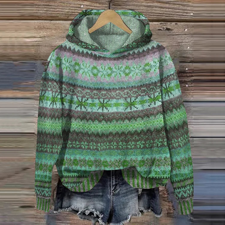 Kvinders Hættetrøje Strikket Multicolor Casual 2
