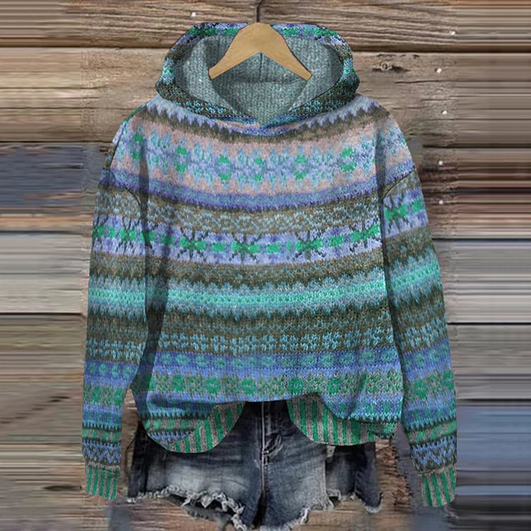 Kvinders Hættetrøje Strikket Multicolor Casual 3