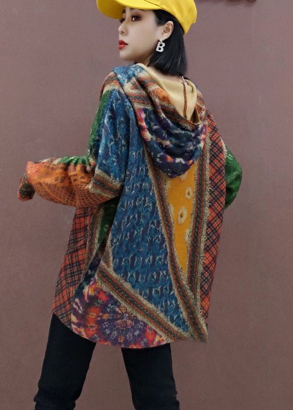 Kvinders Hættetrøje Strikket Sweater med Print 4