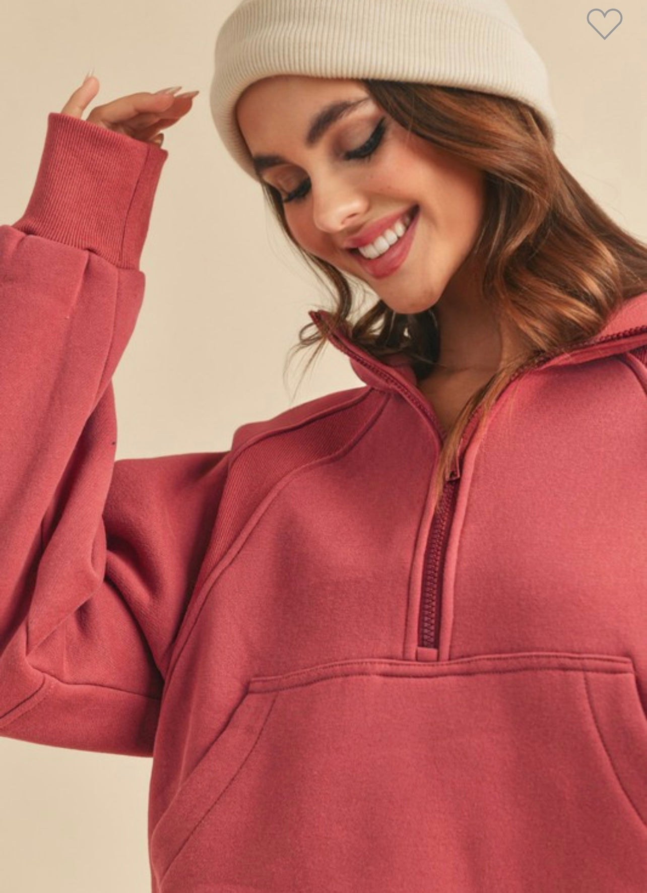 Kvinders Half Zip Top Funnel Neck Let Stof 1