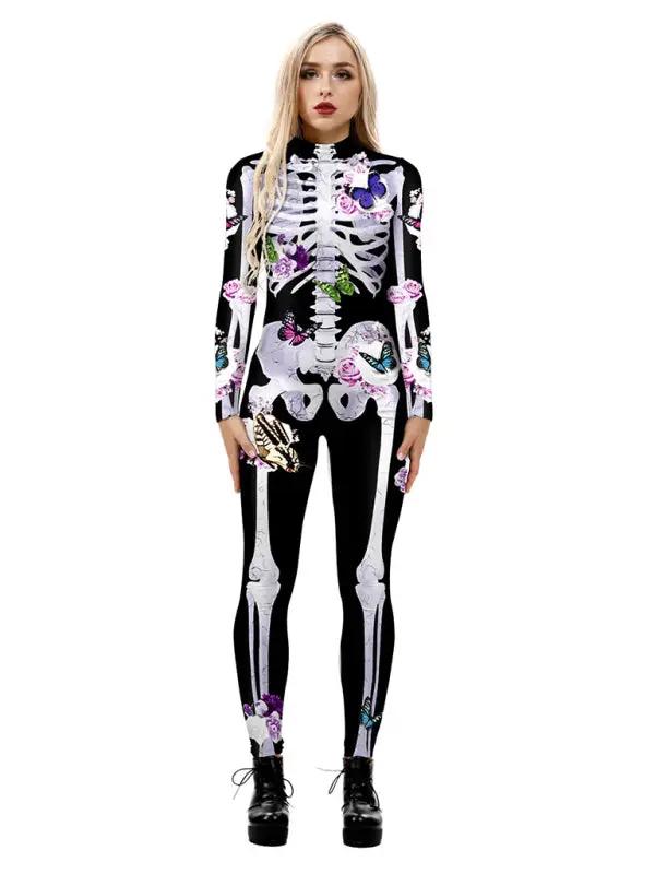 Kvinders Halloween Kostume Figurtilpasset Skeletttryk Blødt Stof 0
