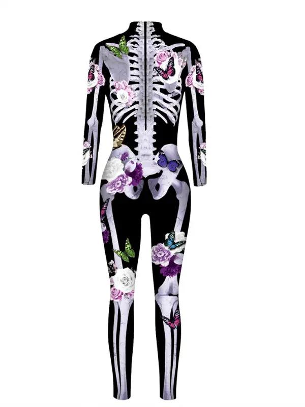 Kvinders Halloween Kostume Figurtilpasset Skeletttryk Blødt Stof 1