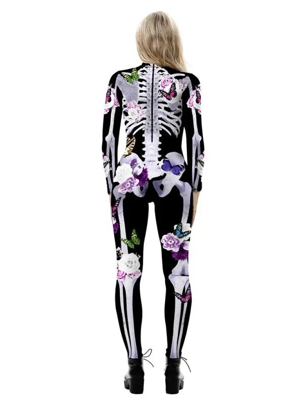Kvinders Halloween Kostume Figurtilpasset Skeletttryk Blødt Stof 2