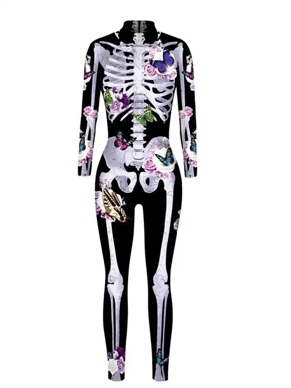 Kvinders Halloween Kostume Figurtilpasset Skeletttryk Blødt Stof 3