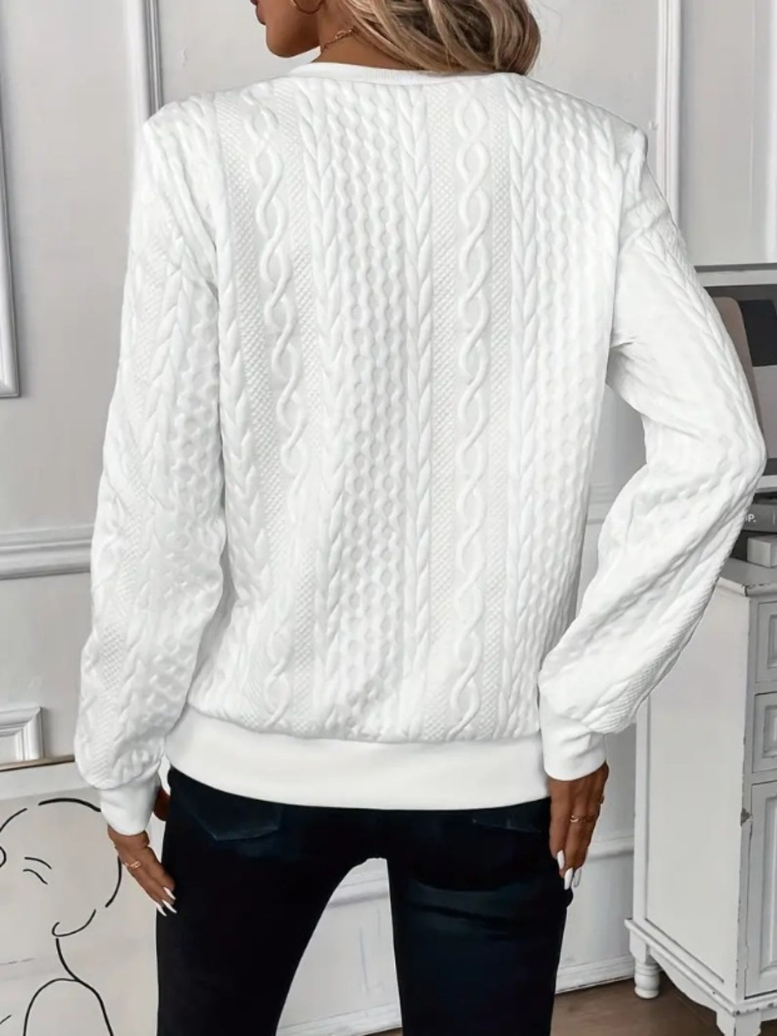 Kvinders Halv Zip Langærmet Sweatshirt Tekstur Polyester 1