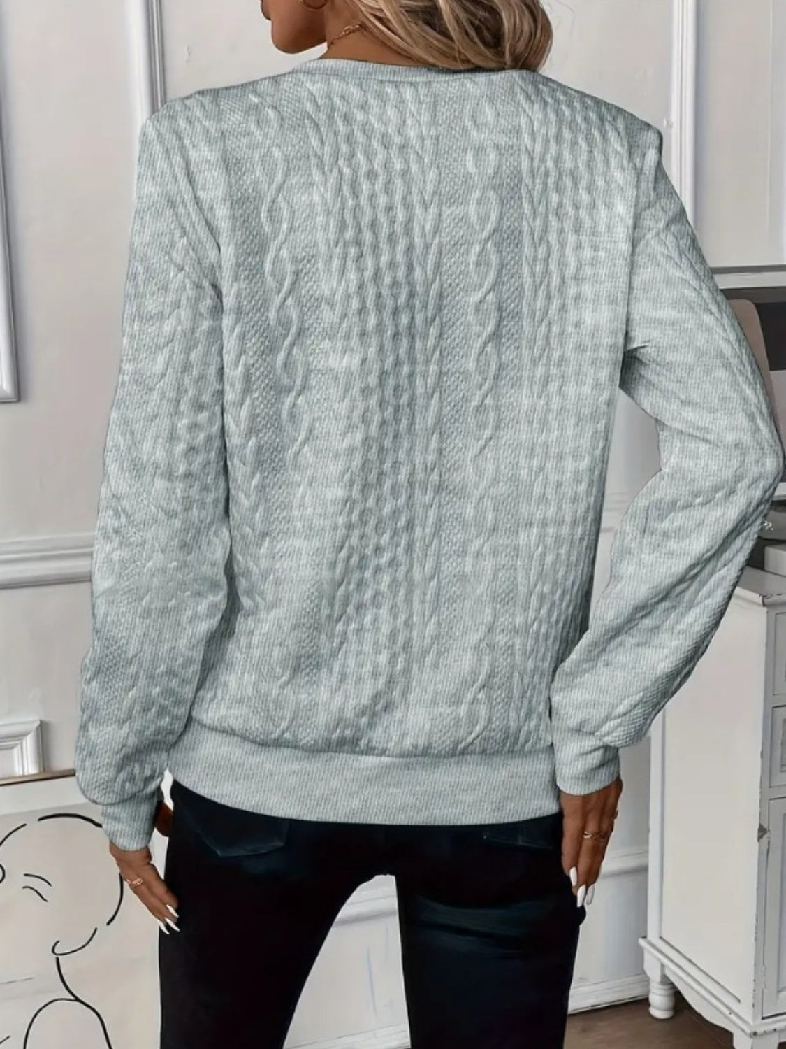 Kvinders Halv Zip Langærmet Sweatshirt Tekstur Polyester 8
