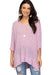 Kvinders Hi-Lo Sweater Top med 3/4 Ærmer i Lilla Pink 0