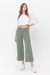 Kvinders Høj Talje Bred Ben Jeans Army Green 1