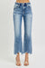 Kvinders Høj Talje Crop Straight Jeans med Distressed Kant 2