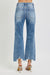 Kvinders Høj Talje Crop Straight Jeans med Distressed Kant 4