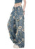 Kvinders Høj Talje Denim Bukser med Unik Print 0