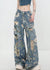 Kvinders Høj Talje Denim Bukser med Unik Print 1