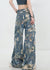 Kvinders Høj Talje Denim Bukser med Unik Print 4