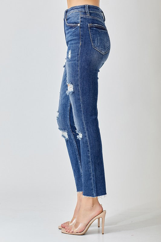 Kvinders Høj Talje Distressed Skinny Jeans 2