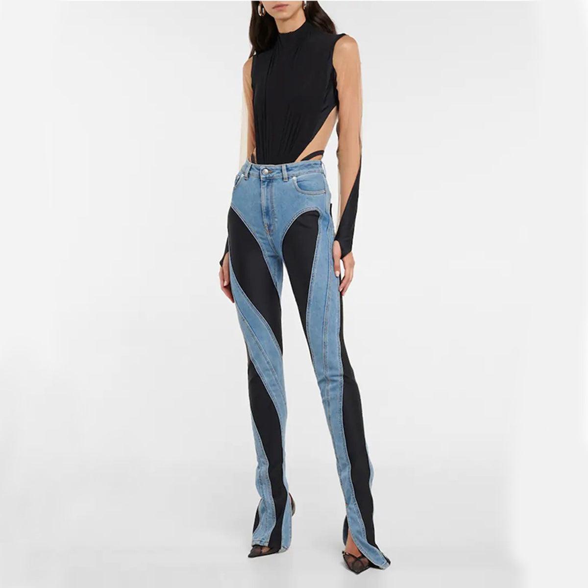 Kvinders Høj Talje Jeans Slank Fit Strækbart Materiale 1