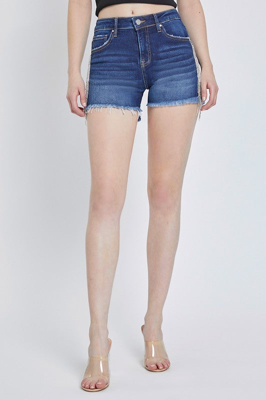 Kvinders Høj Talje Rhinestone Frynse Shorts 2