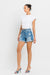 Kvinders Høj Talje Rulle Cuff Shorts Denim 1