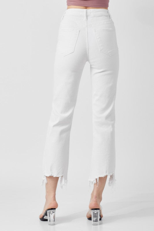 Kvinders Høj Talje Straight Crop Jeans 3