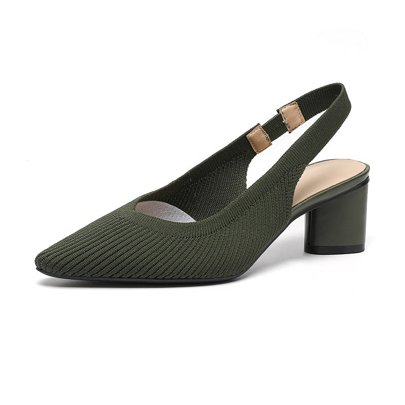 Kvinders Højhælede Sko Slingback Blød Strikket Struktur 10
