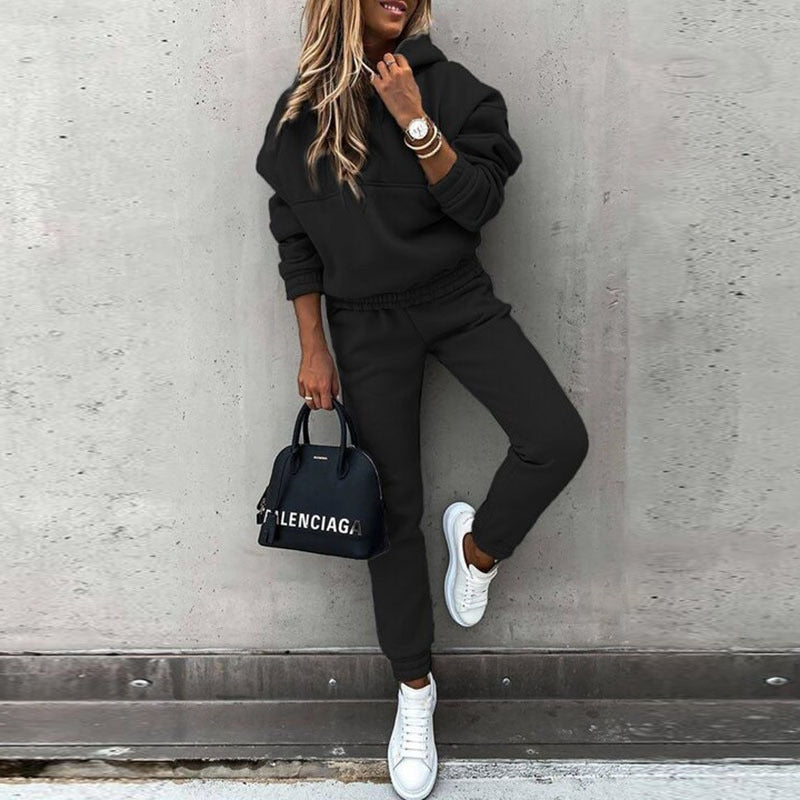 Kvinders Joggingpak Minimalistisk Tapered Blødt Stof 3