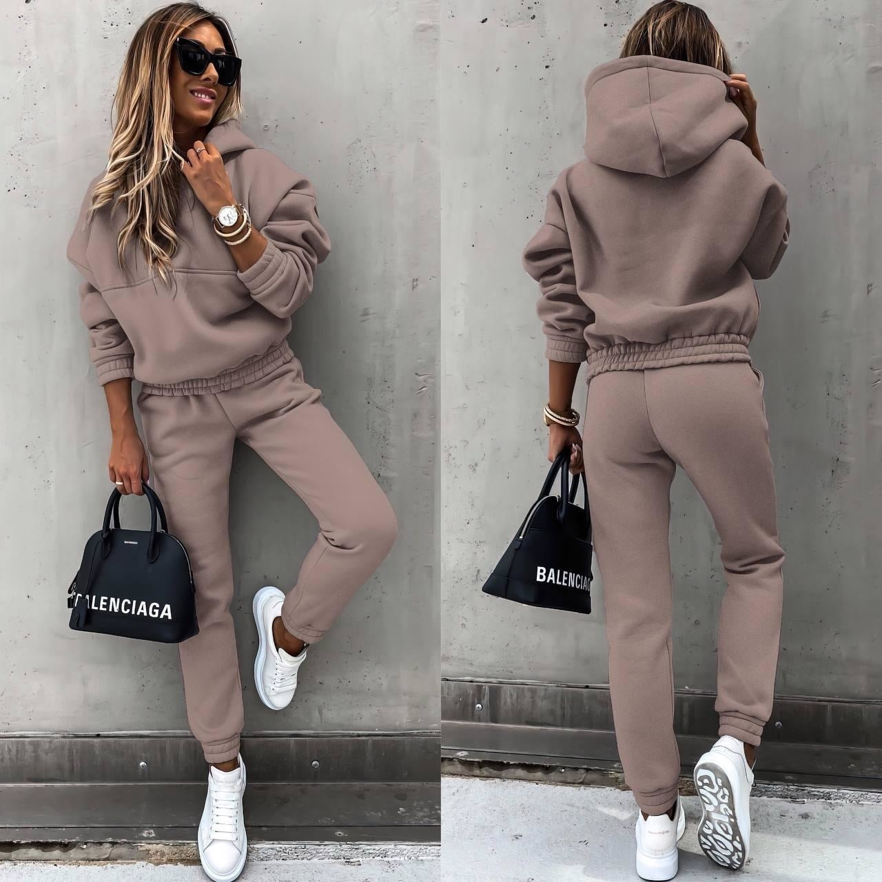 Kvinders Joggingpak Minimalistisk Tapered Blødt Stof 5