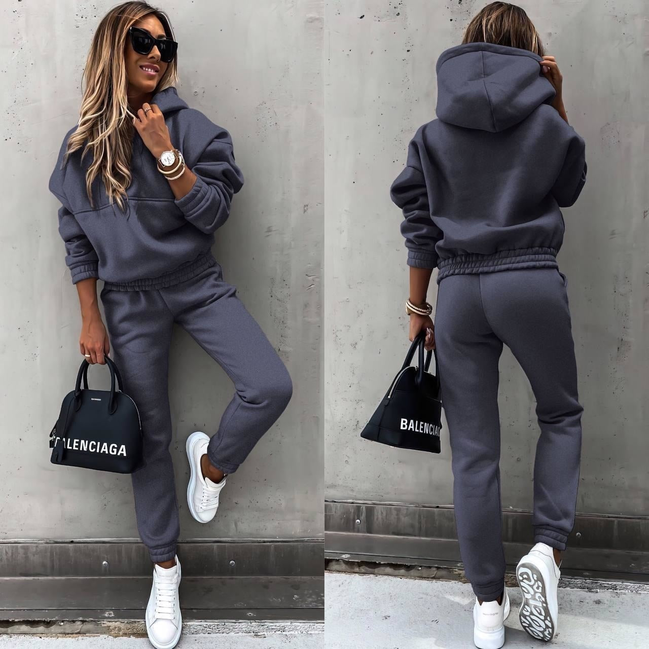 Kvinders Joggingpak Minimalistisk Tapered Blødt Stof 7