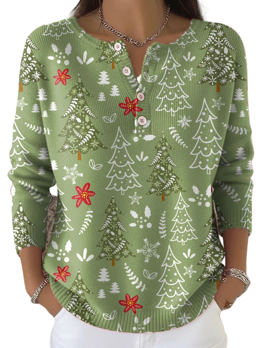 Kvinders Julesweater med Knapper 0