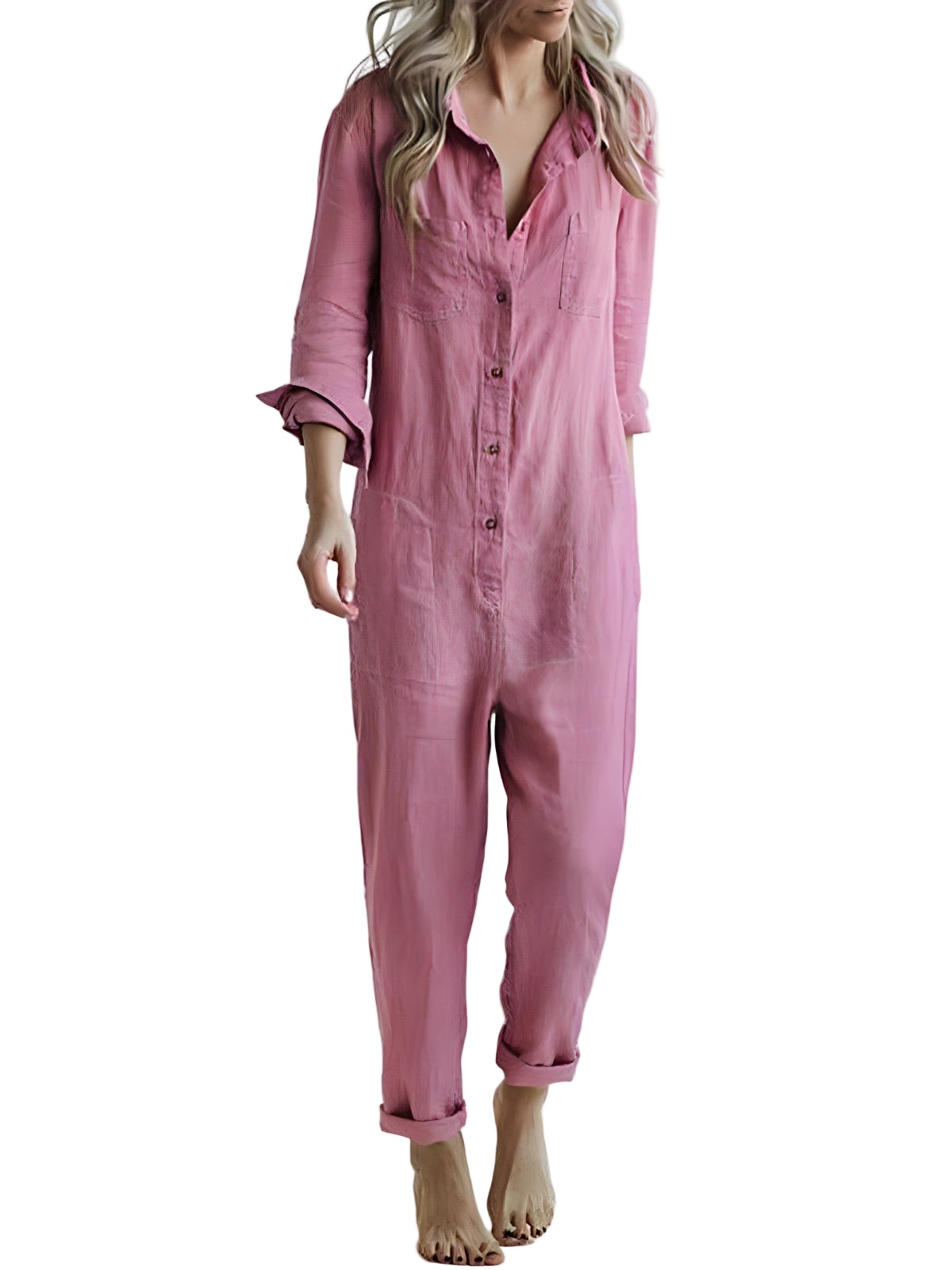 Kvinders Jumpsuit Elegant Polokrage Polyester 0