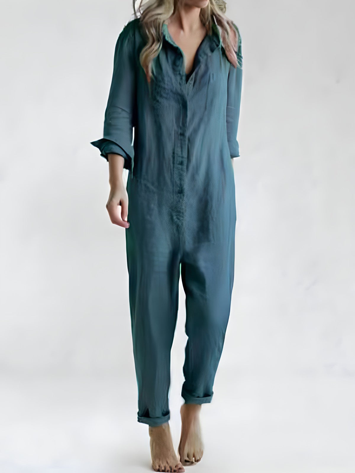 Kvinders Jumpsuit Elegant Polokrage Polyester 7