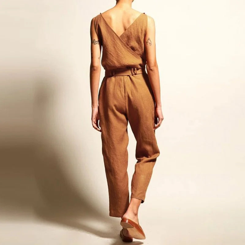 Kvinders Jumpsuit Løs Linnen Stilfuld 3