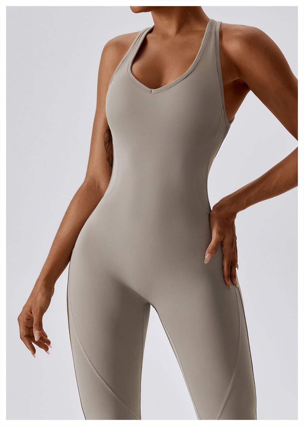 Kvinders Jumpsuit V-Hals Tætsiddende Nylon 4