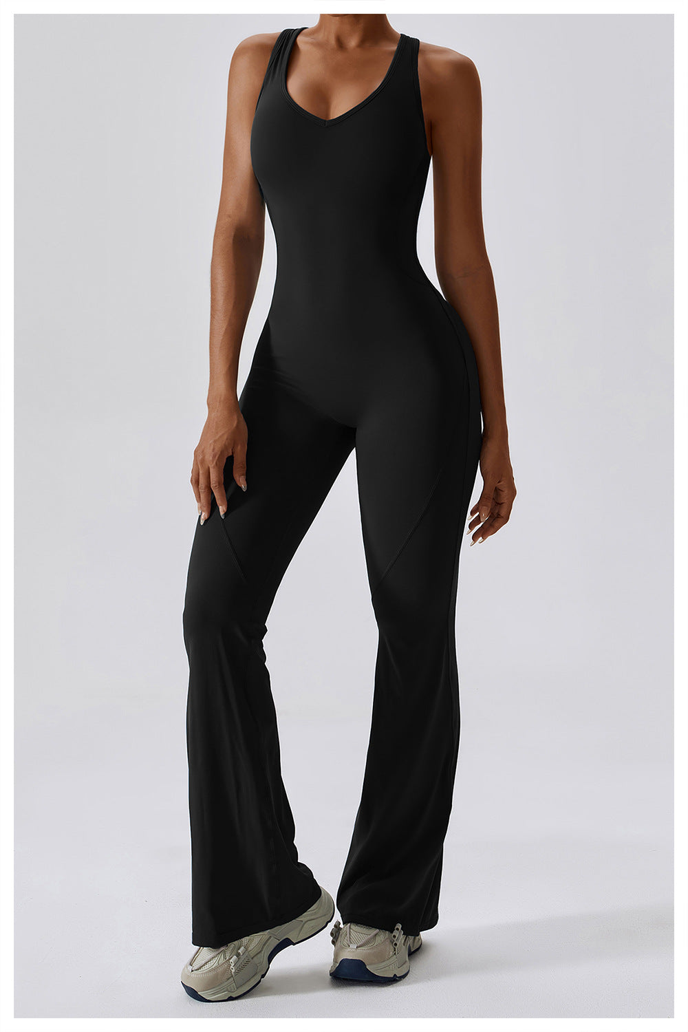 Kvinders Jumpsuit V-Hals Tætsiddende Nylon 6