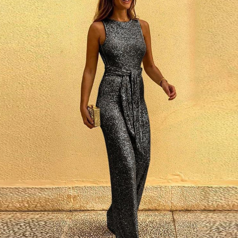 Kvinders Jumpsuit med Glimmer og Åbne Skuldre 4