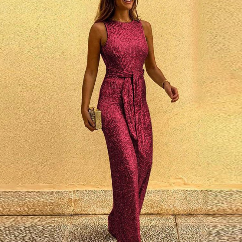 Kvinders Jumpsuit med Glimmer og Åbne Skuldre 5