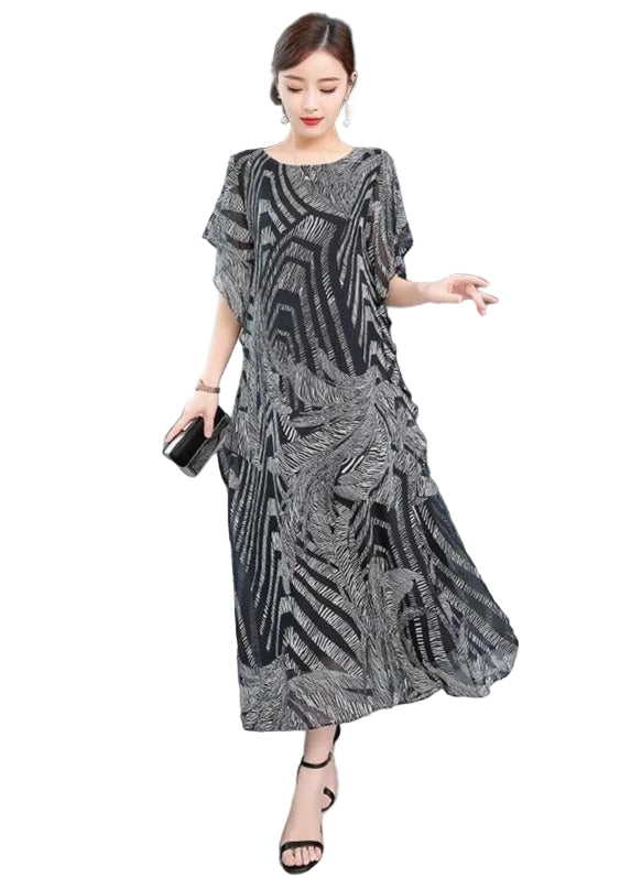 Kvinders Kaftan Kjole O-hals Mønstret Chiffon 0