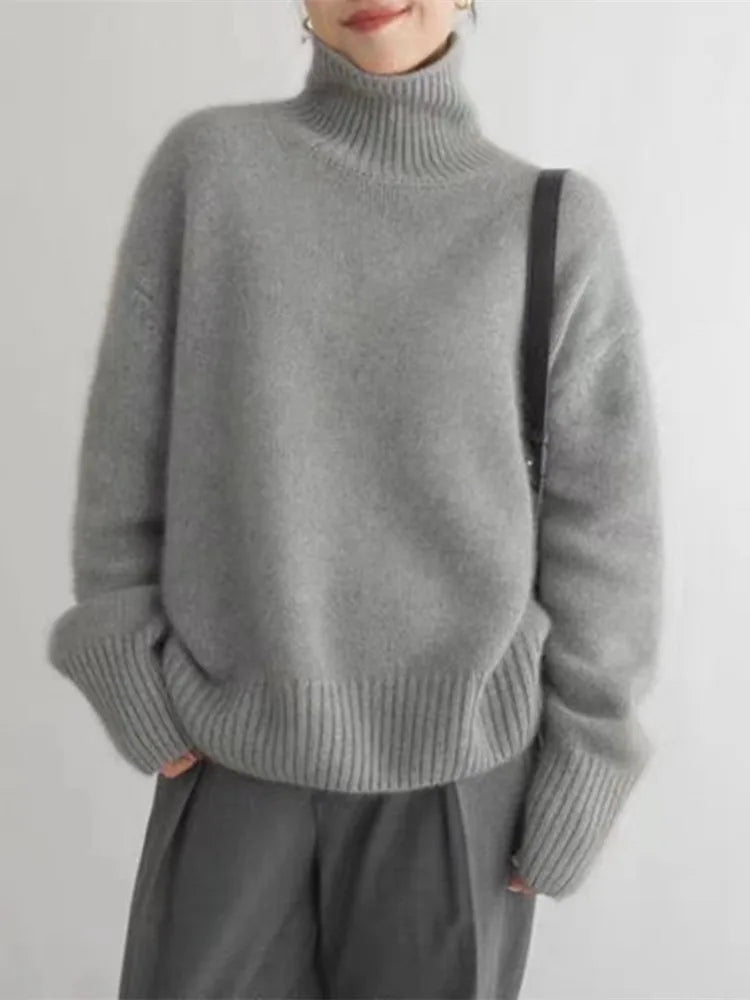 Kvinders Kaschmir Rullekrave Sweater Tidløs Stil 1